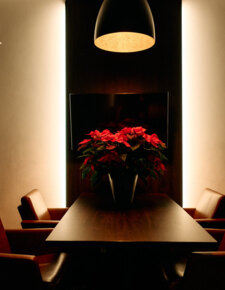 gwiazda betlejemska jako dekoracja stołu