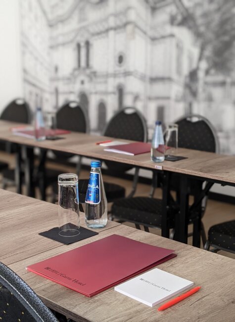 Conference room at Hotel Garni, ready for a business meeting
