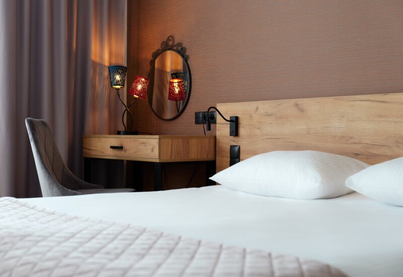 Atmospheric room at Garni Hotel with subtle lighting