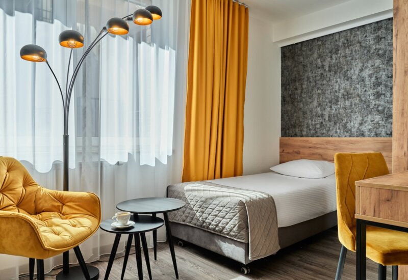 Tastefully decorated hotel room in Kraków