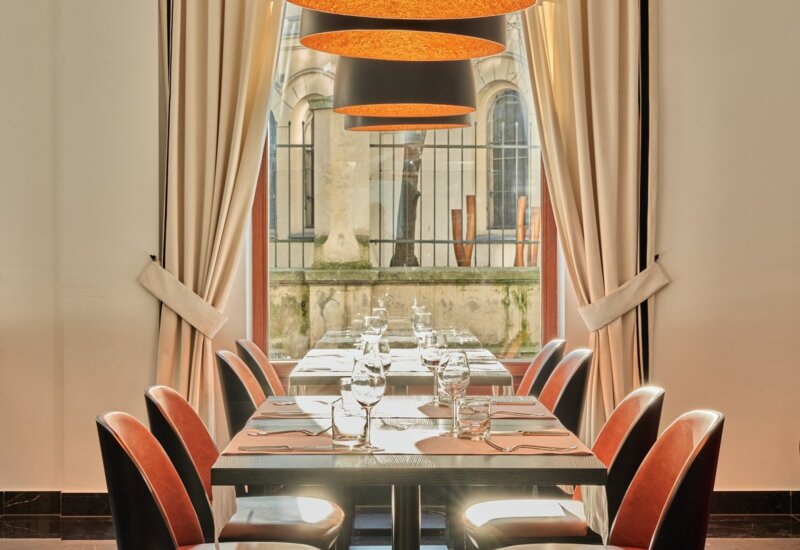 Elegant table in the restaurant, ready for guests