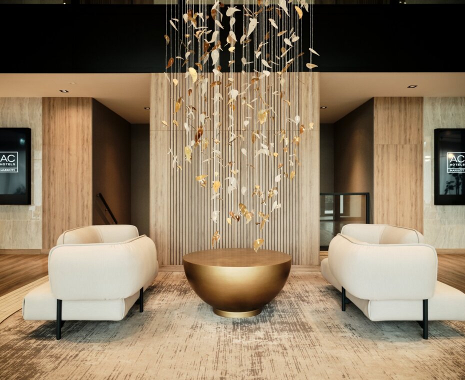 unikalny imponujący żyrandol w lobby ac hotel kraków by marriott