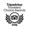 Tripadvisor Travelers' Choice Awards 2025 logo featuring an owl icon framed by laurel wreaths