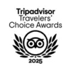 Tripadvisor Travelers' Choice Awards 2025 badge featuring owl logo centered in laurel wreath and text