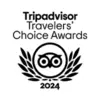 Tripadvisor Travelers' Choice Awards 2024 seal with owl and laurel, indicating top-rated hotel recognition.