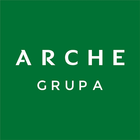 Logo Arche Grupa — białe litery na zielonym tle