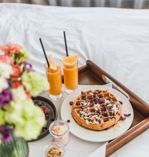 waffles and orange juice