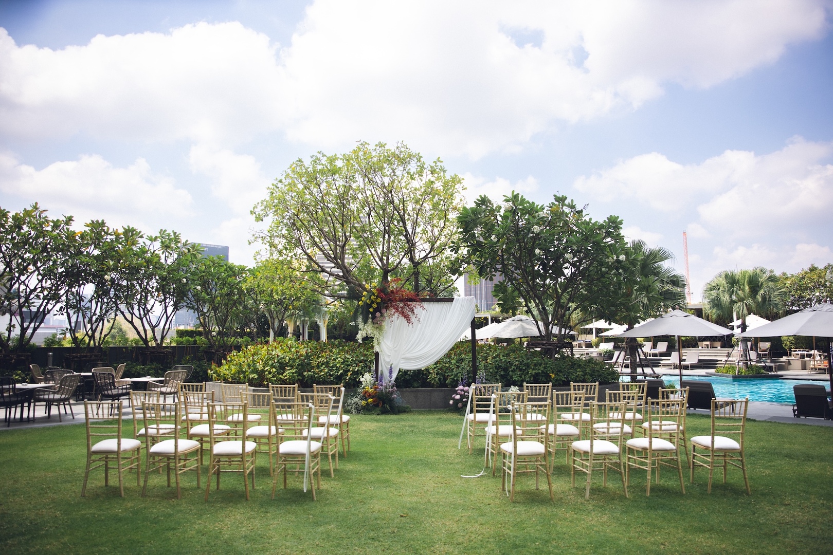 Seventh-floor garden terrace at Chatrium Grand Bangkok, ideal for an outdoor wedding ceremony