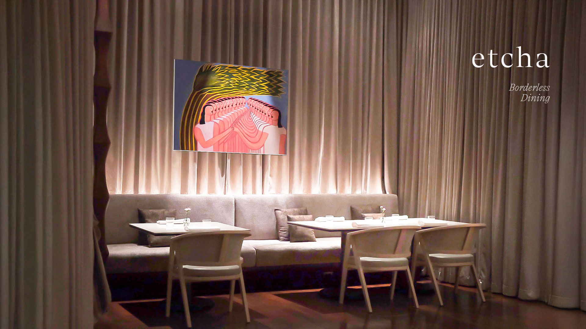 Elegant dining room at Etcha, a borderless-dining restaurant in Chatrium Grand Bangkok near Siam Paragon