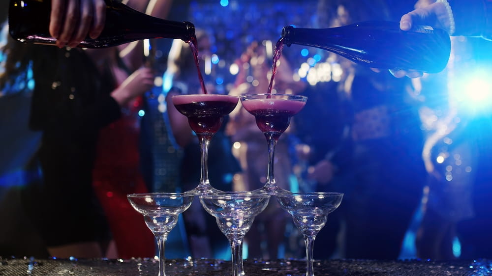 Sparkling wine being served at a gala evening in Bangkok