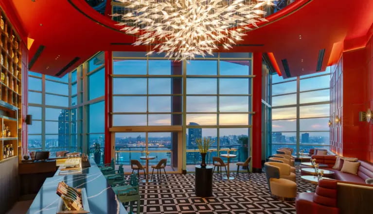 The interiors of Cloud 36, a rooftop bar by riverside Bangkok 