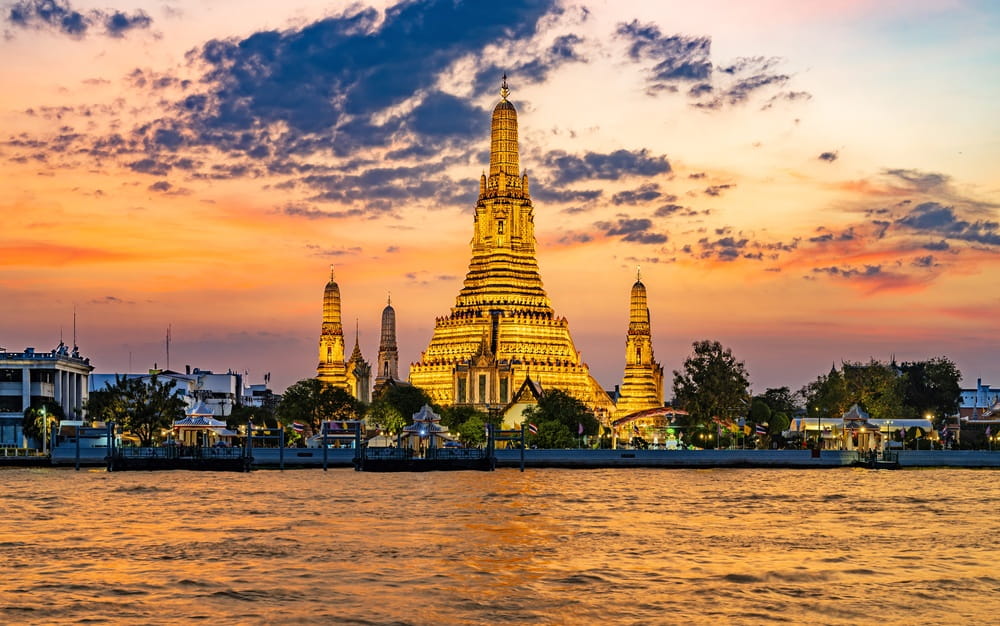 Wat Arun during sunset - one of the most popular temples near Chao Phraya