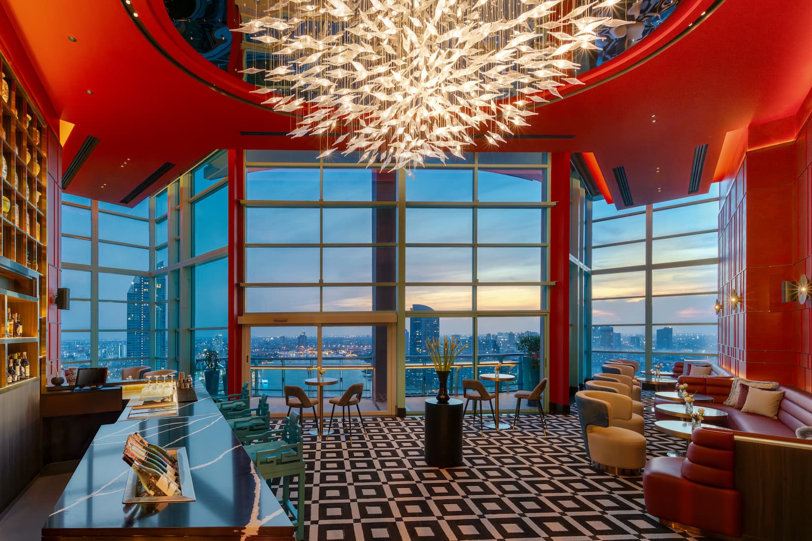 The interiors of Cloud 36, a rooftop bar by riverside Bangkok 
