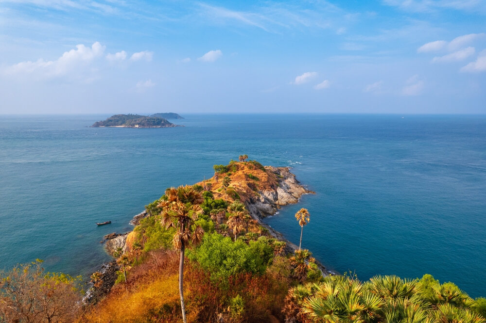 Aerial landscape view of Promthep Cape, one of the best things to do in Rawai, Phuket