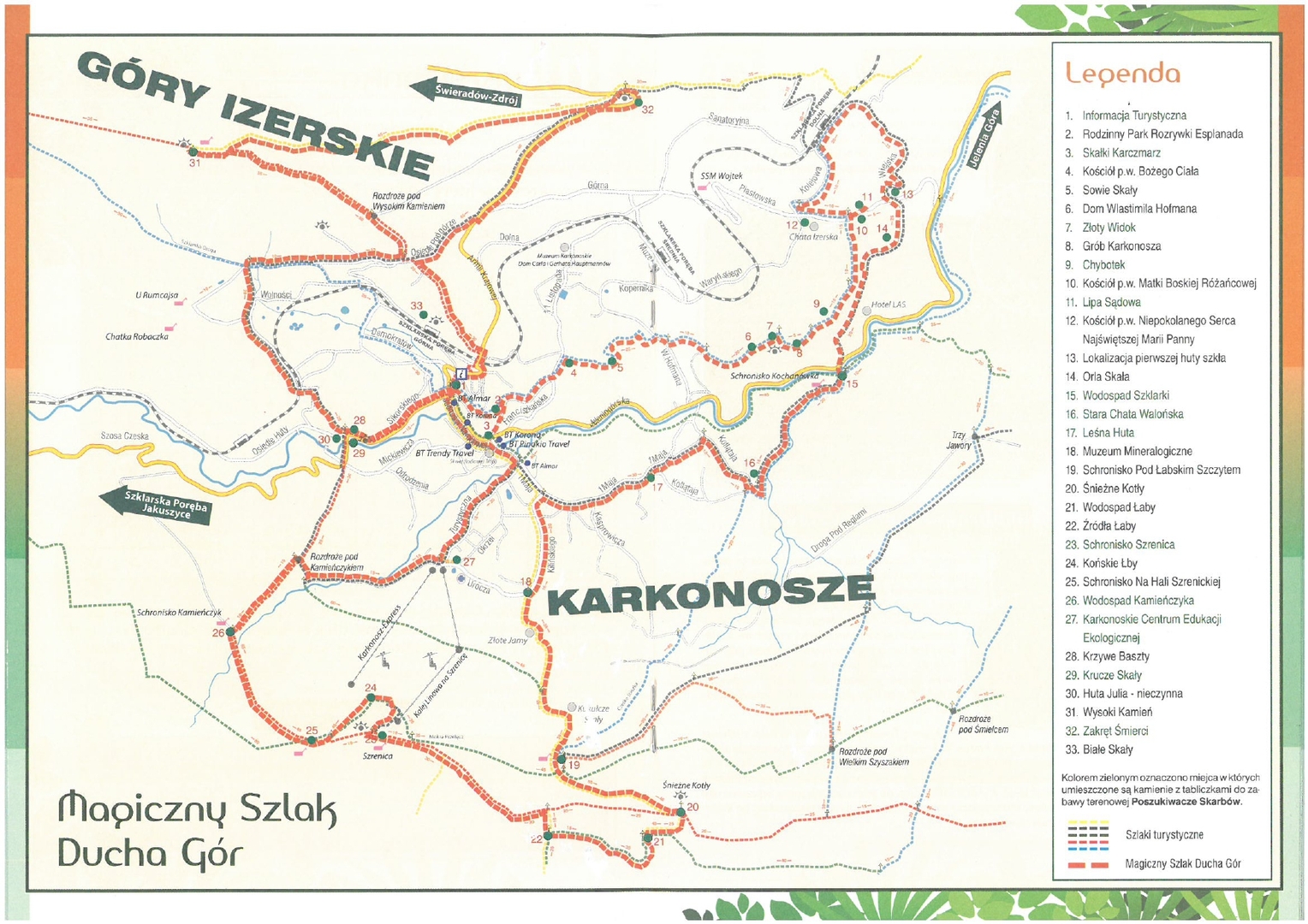 poprzednia wersja mapki szlaku ducha gór z 32 szlakami 