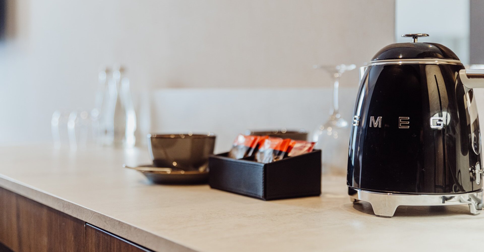 Coffee and tea set in the hotel room