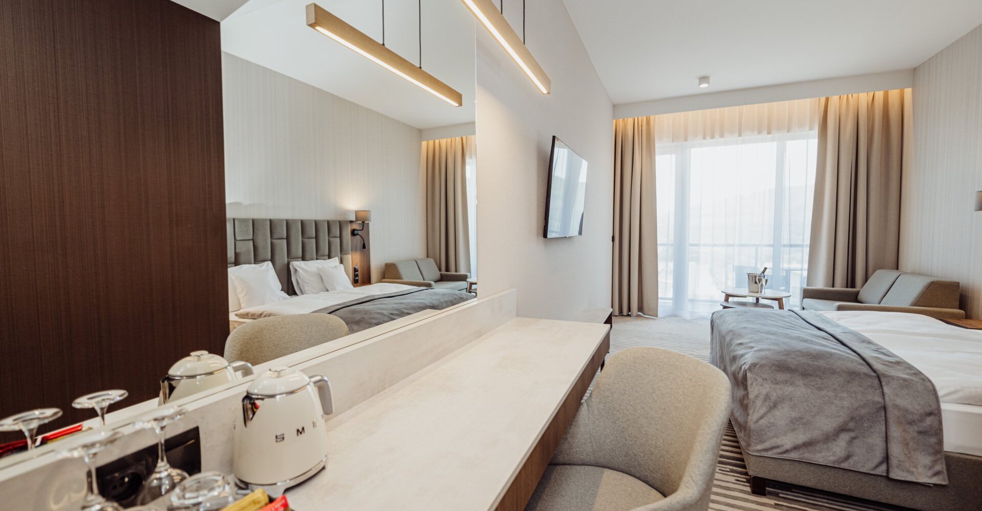 Desk in the hotel room