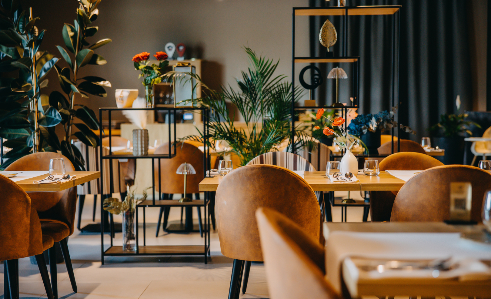 Chairs and tables in restaurant