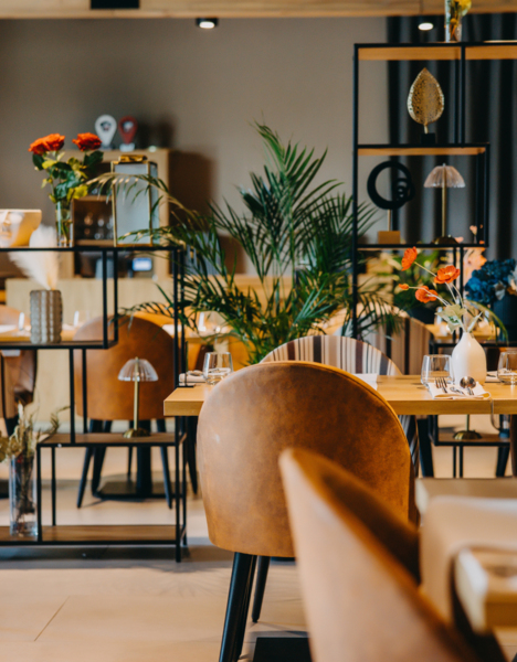 Chairs and tables in restaurant