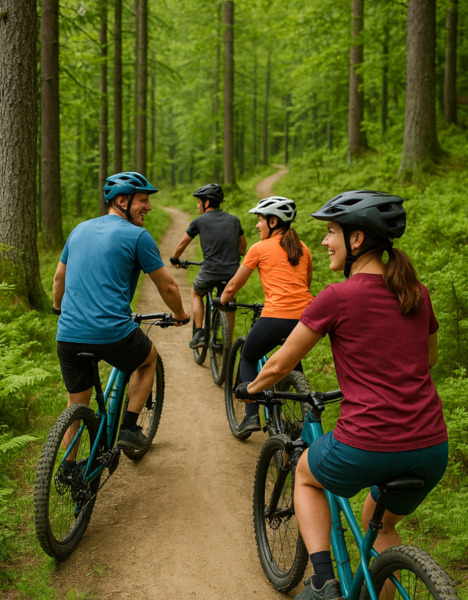 Group of friends on bike trip
