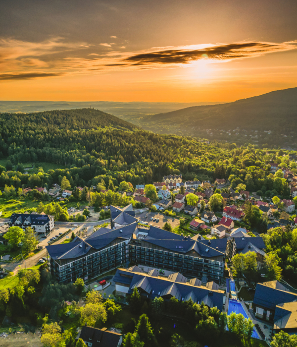Hotel view at sunset