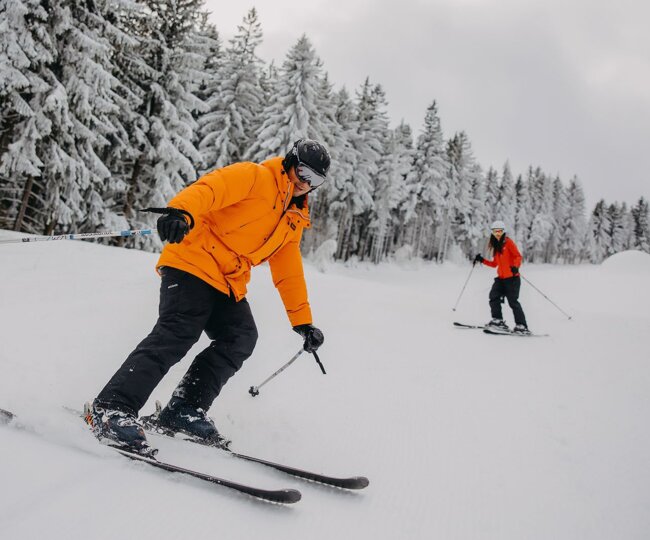 couple on ski slope