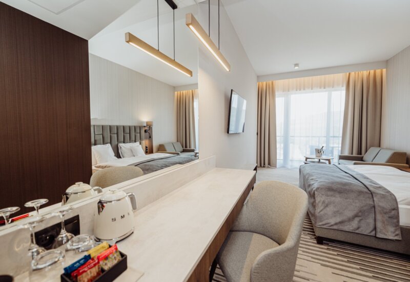 Desk in the hotel room