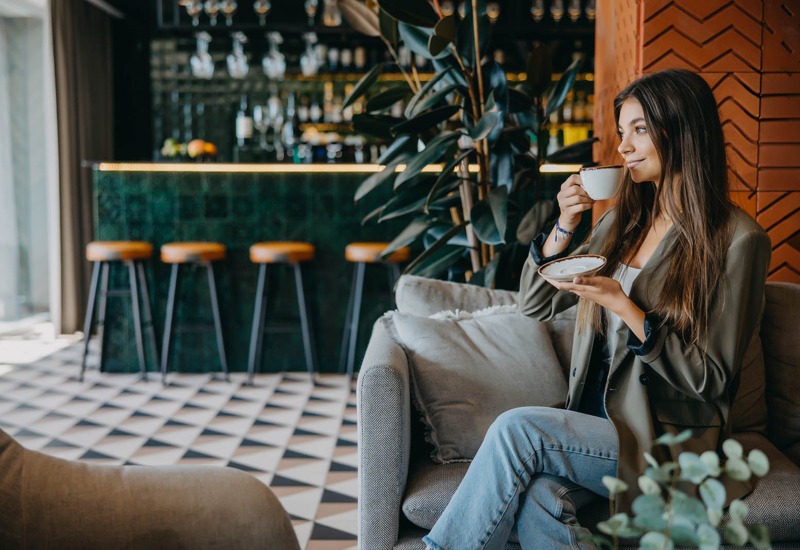 Woman with a cup of coffee