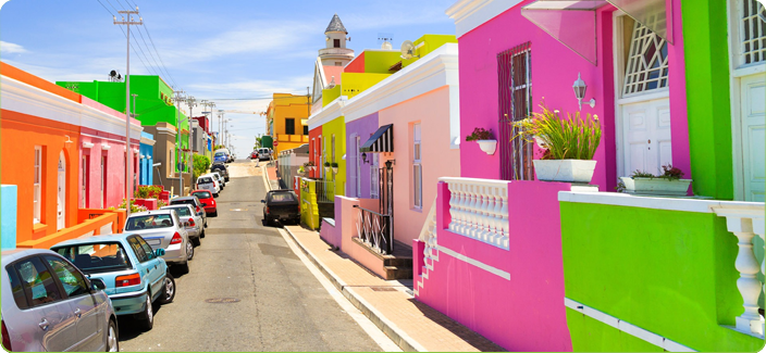 Colourful homes in the Bo-Kaap in Cape Town
