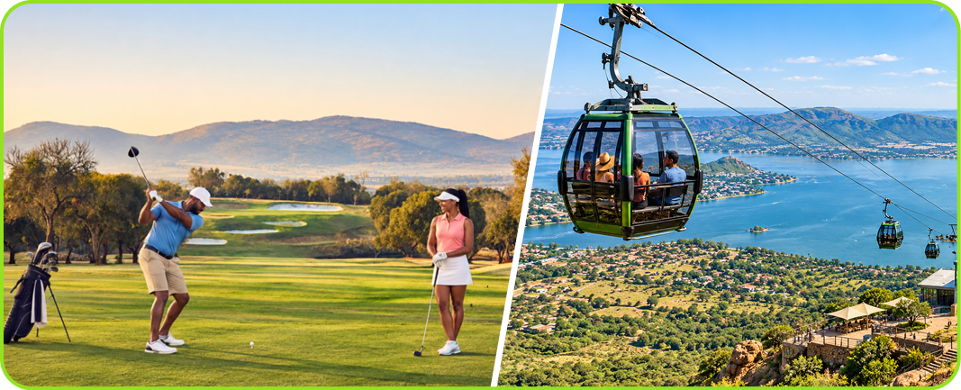 Golf and Hartbeespoort cableway experiences near Magalies Park