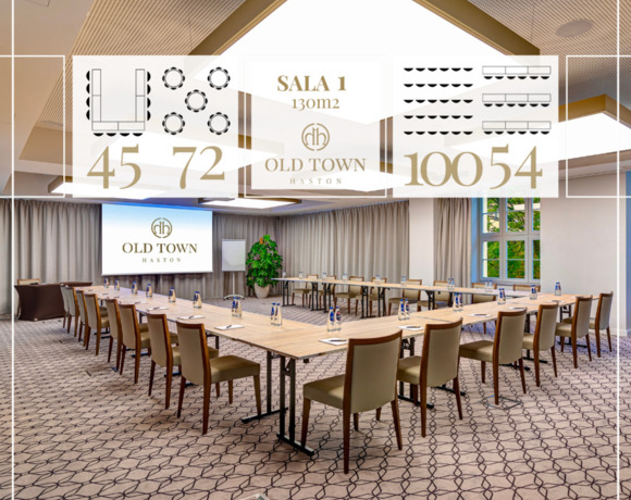 Przestronna sala konferencyjna z możliwością dowolnej aranżacji na event firmowy