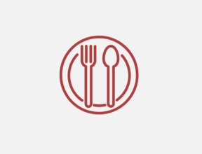 Ikona z piktogramem talerza z widelcem i łyżką