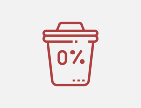 Pictogram of a container with the 0% symbol