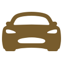 Stilizuota automobilio priekio piktograma, rodanti stovėjimo aikštelę ir parkavimo paslaugą