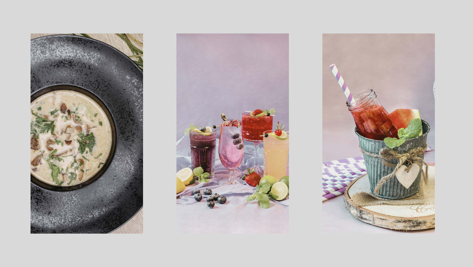 Krémová hubová polievka s petržlenom podávaná v čiernej miske