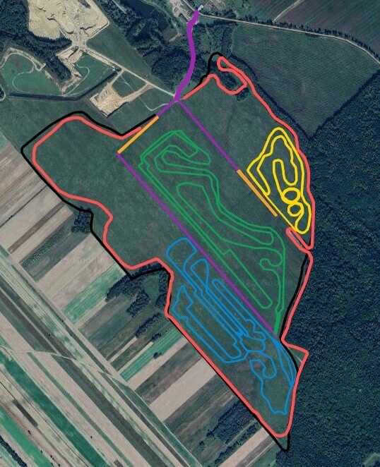 Mapa tras specjalnych i toru rallycross w Adrenalina Moto Park Gościeradów