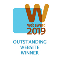Award logo for WebAward 2019 recognizing outstanding hotel website design
