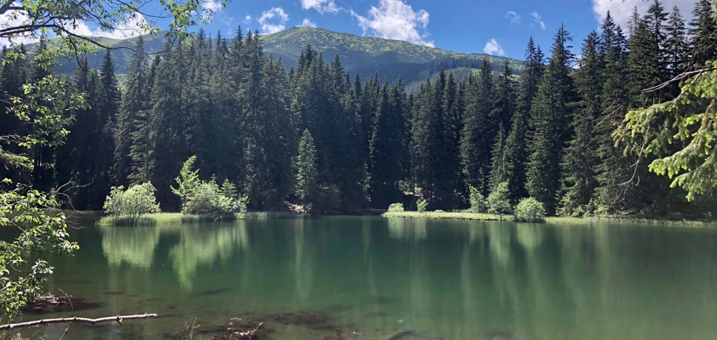 Výhľady na hory z Vrbického plesa.