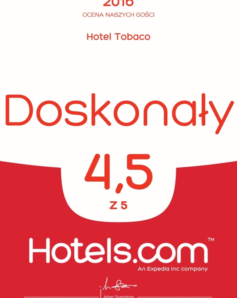 "2016 Quality Award" (Hotels.com) - "4.5 out of 5.0"