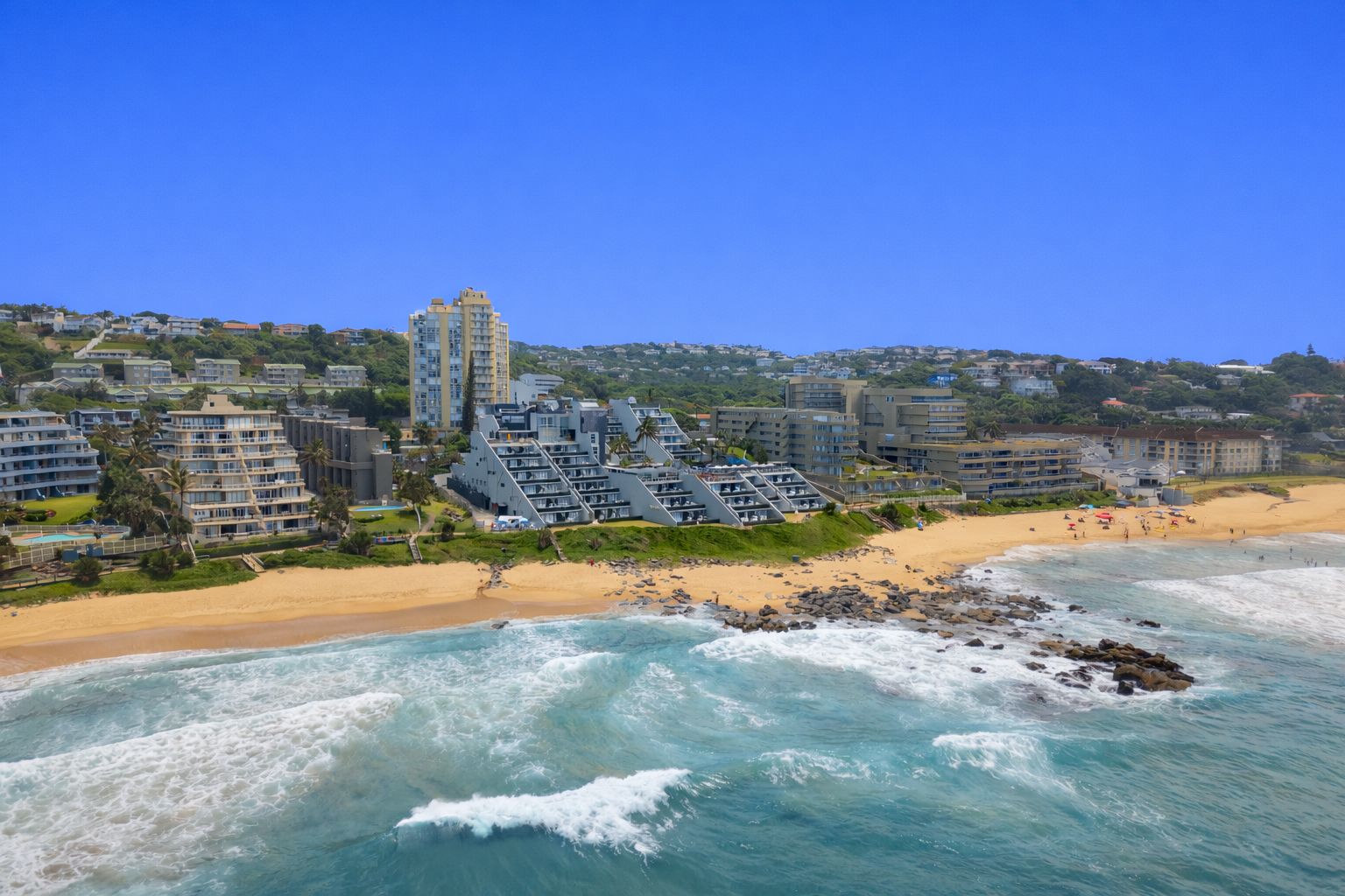 Dolphin Coast shoreline in Ballito near beachfront family accommodation