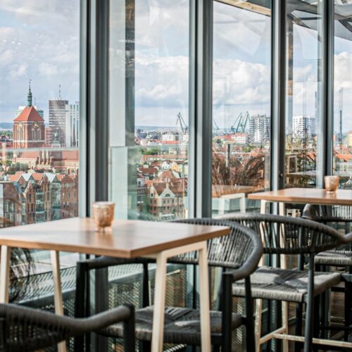 Hotelrestaurant mit wunderschönem Blick auf die Danziger Altstadt.