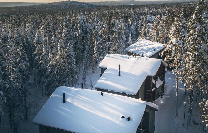 Nova Skyland Hotellin mökit talvella