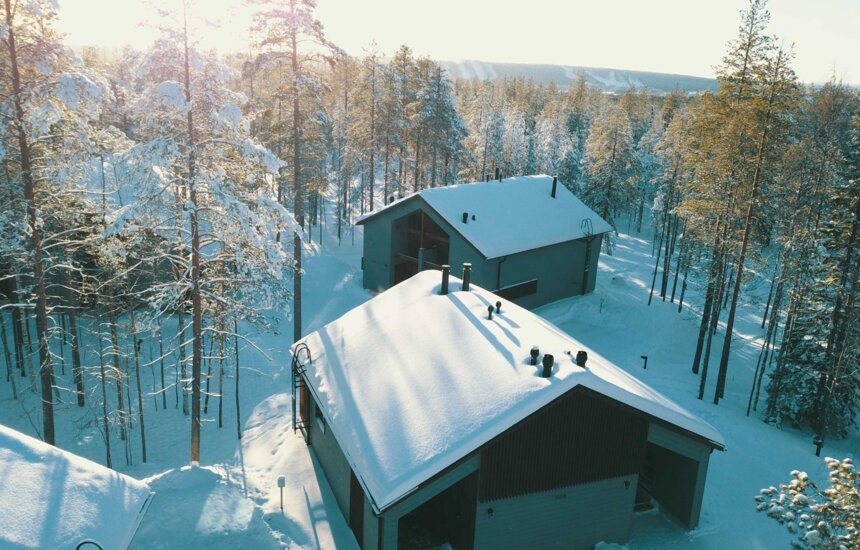 Nova Skyland Hotellin mökit talvella