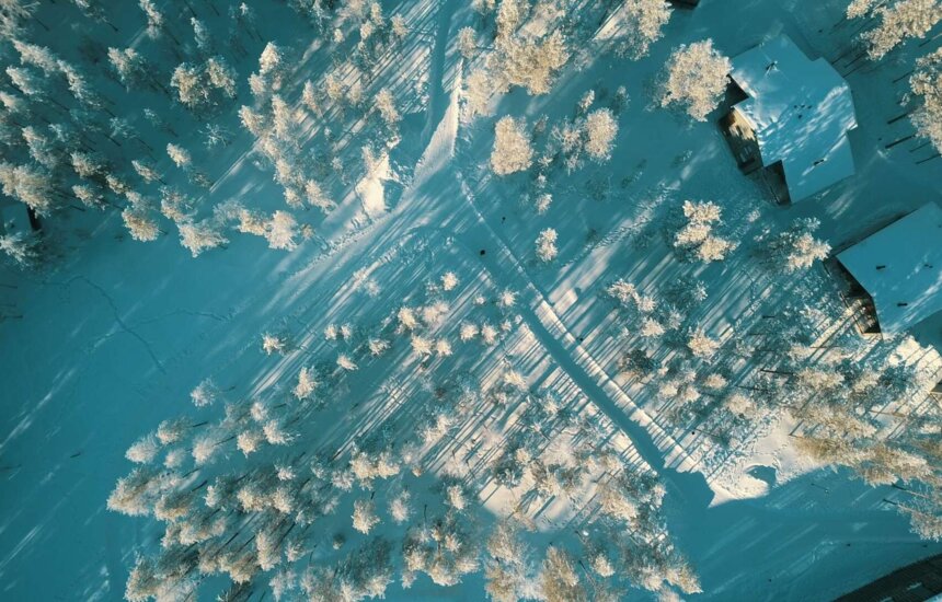 Nova Skyland Hotellin mökit talvella