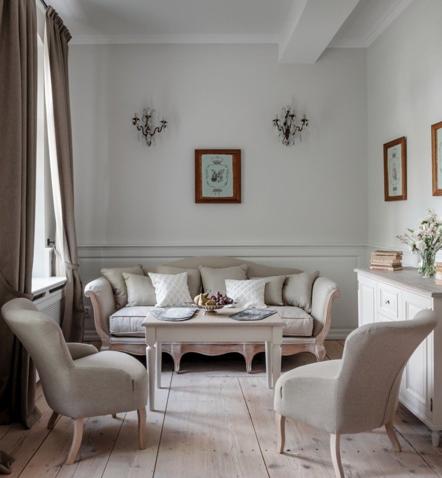 Leisure space in the Apartment with view garden in the Kamieniec Palace. An exclusive hotel