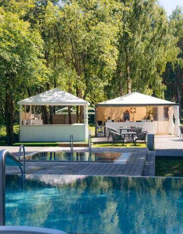 outdoor grill bar by the pool