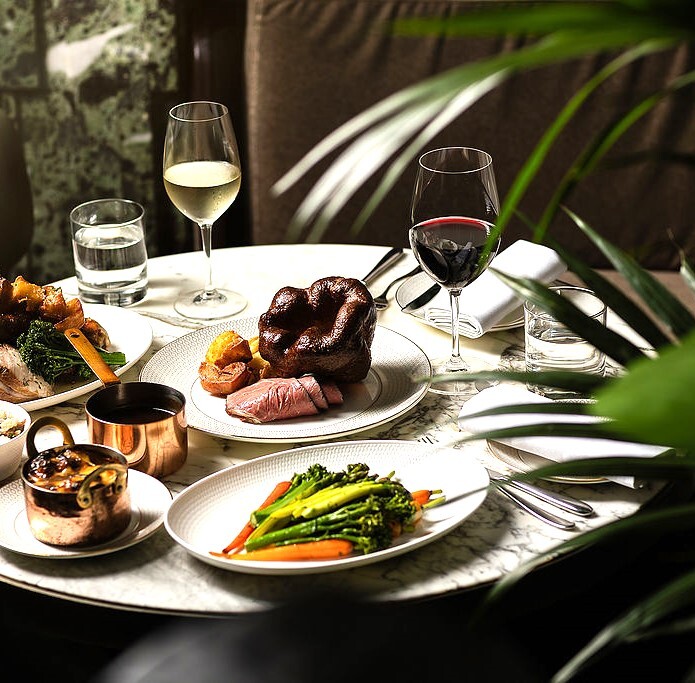 a set table at Tender restaurant full meal