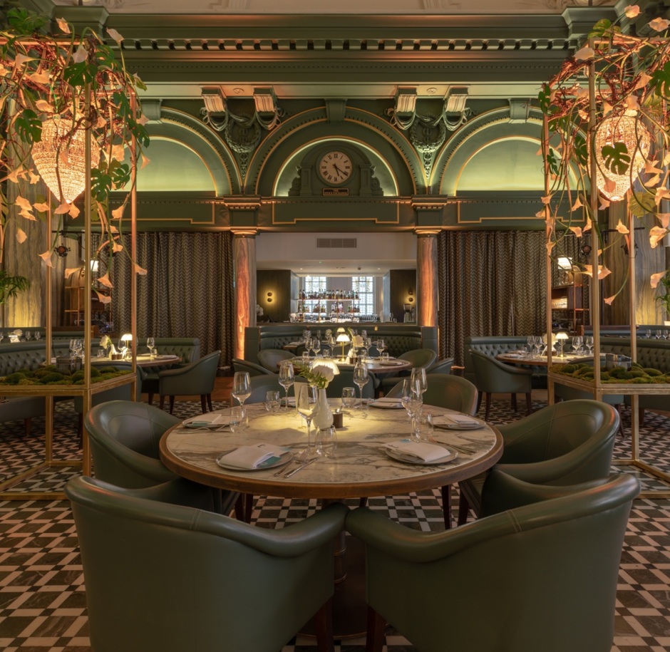 elegant high ceiling lobby