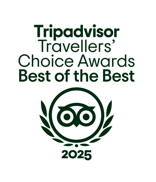 Tripadvisor Travellers' Choice Awards Best of the Best 2025 badge showing owl and laurel emblem