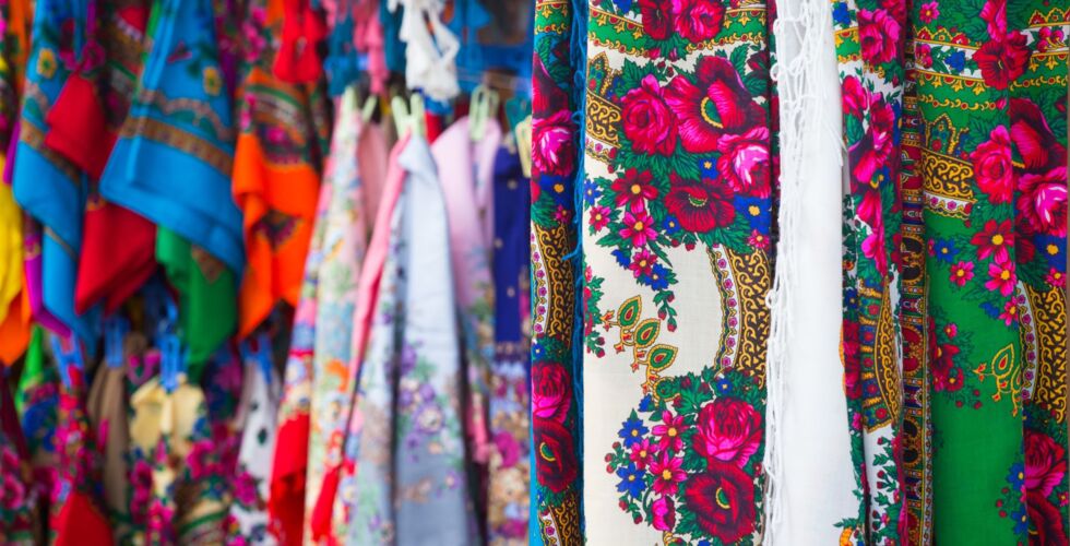 Traditional highlander embroidered scarves